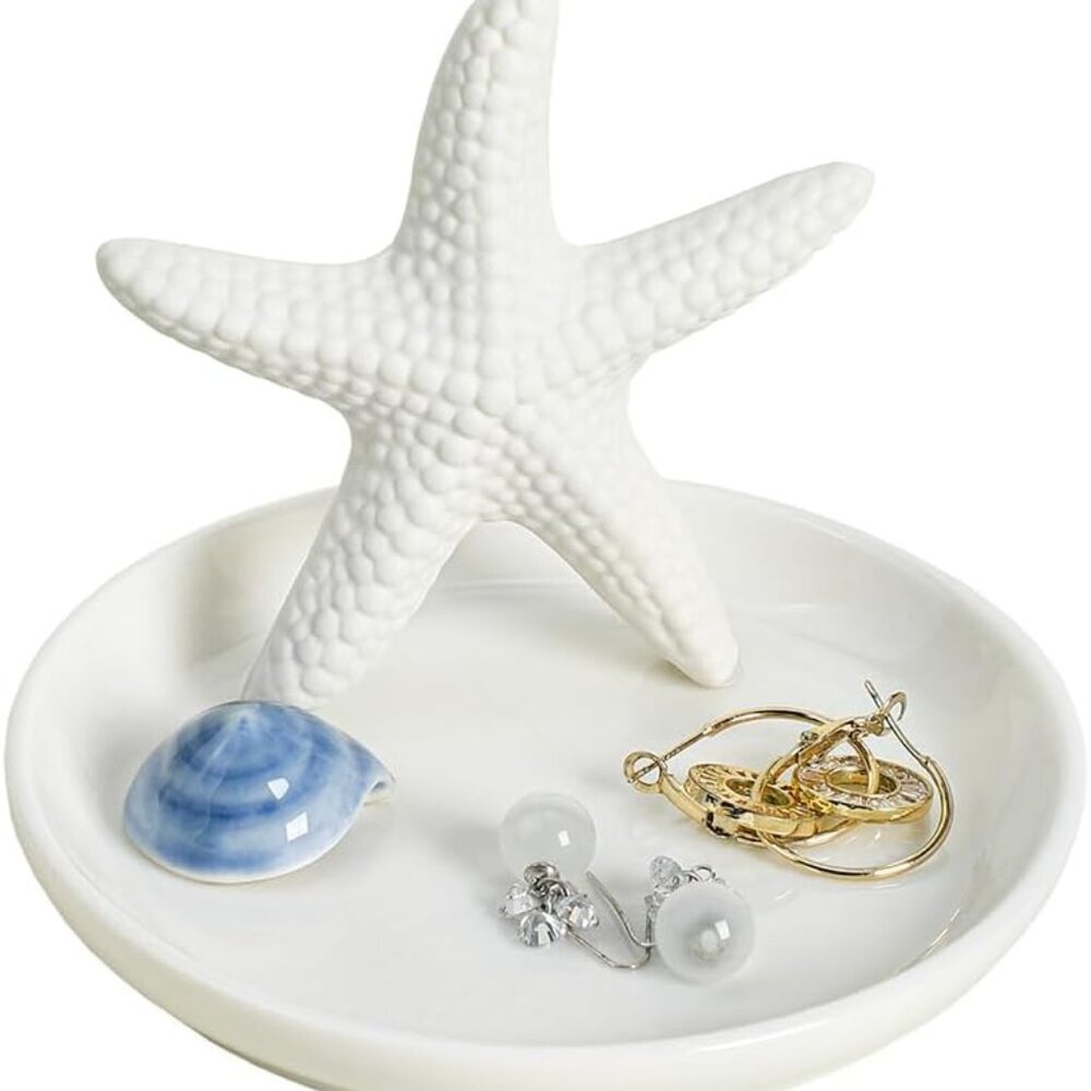 Ceramics Starfish Jewelry Tray Ring Trinket Dish Holder